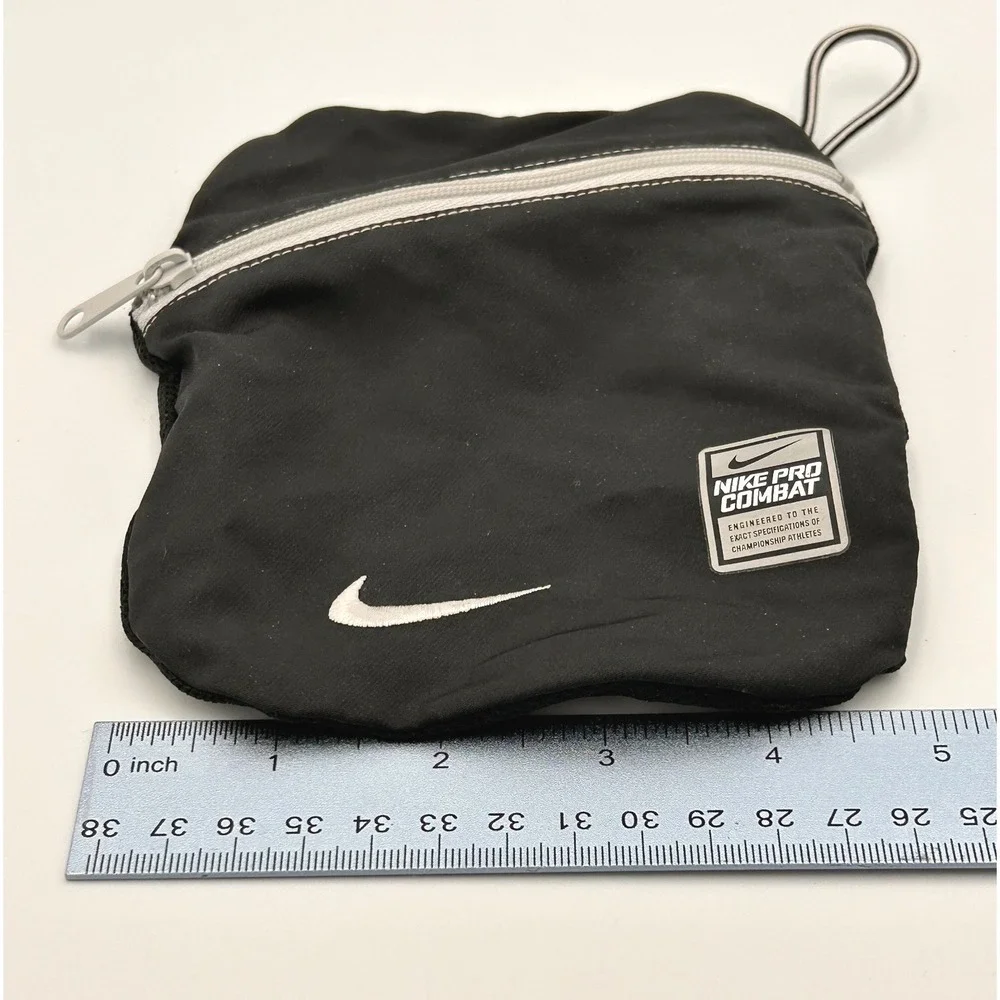 Nike Pro Combat Small Zippered Mesh Pouch Black Swoosh Utility Bag 5x6